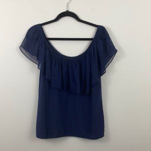 🤎 Vena Cava Aqua Bloomingdales Navy 70’s style Chiffon Ruffle detail.